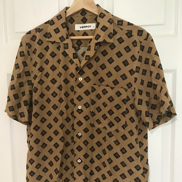 VENROY 2023 100% Silk Camp Collar Shirt - Picture 1 of 3